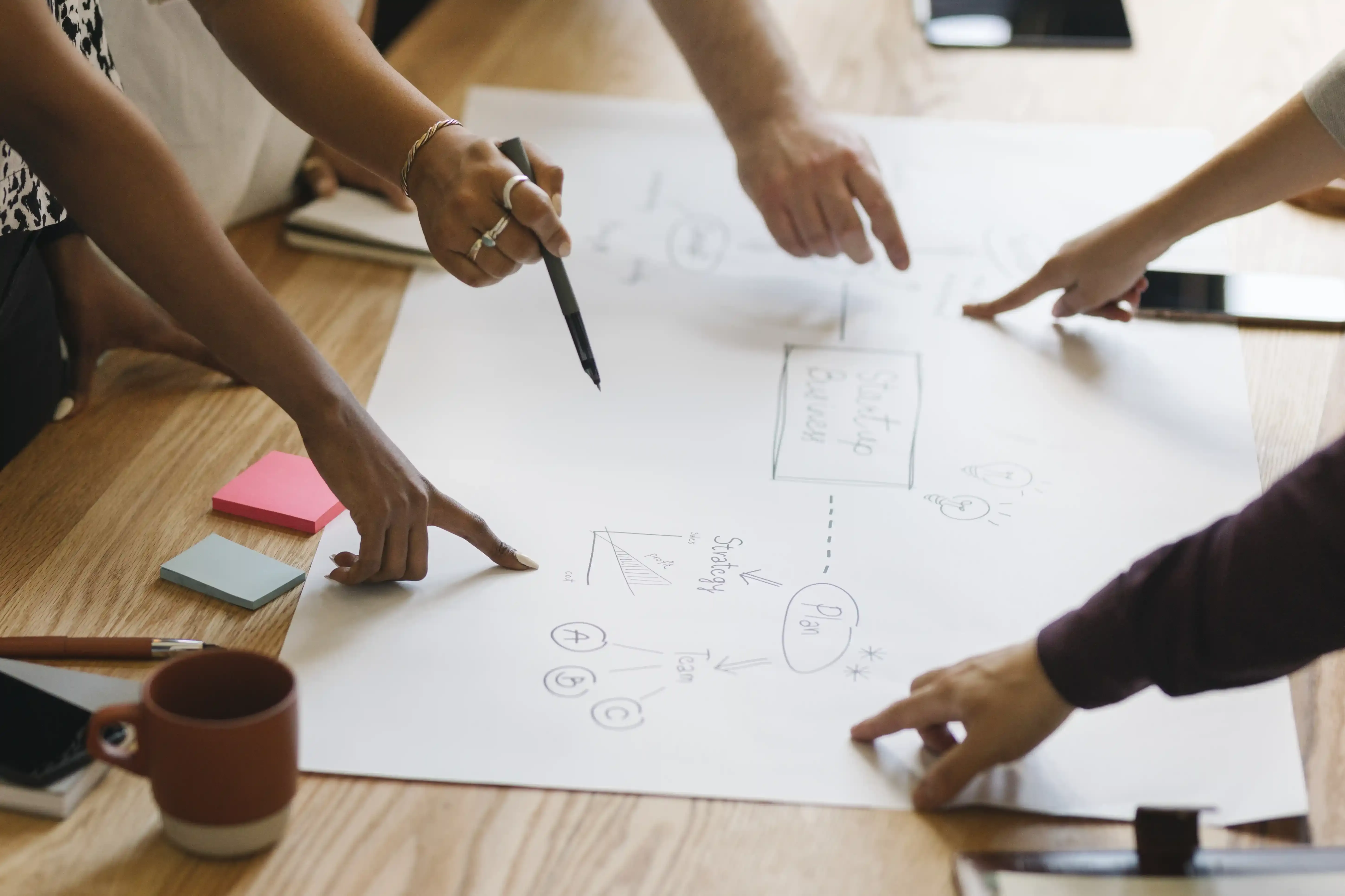 Architects reviewing blueprints